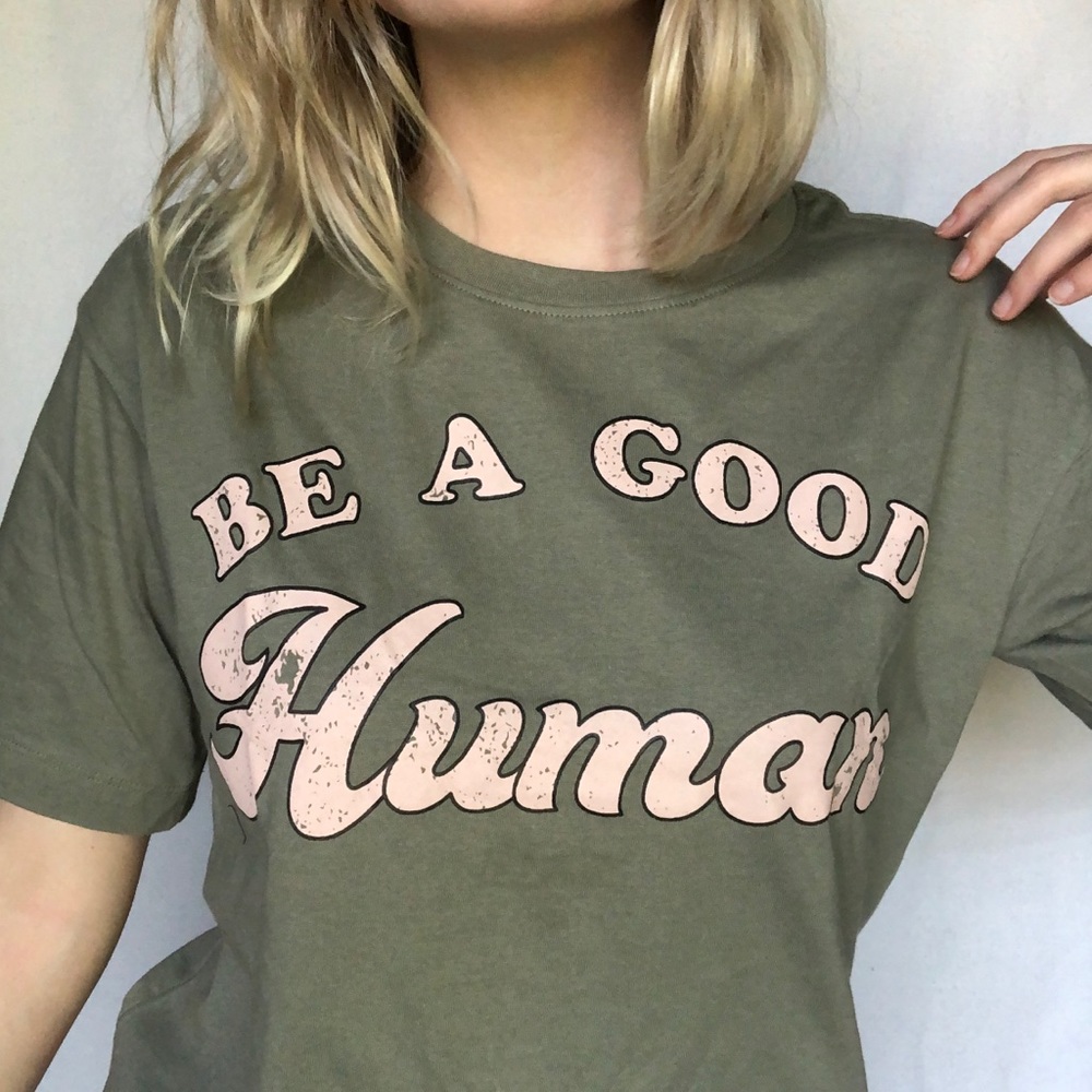 Be a Good Human NWOT Distressed Graphic Tee - Picture 3 of 5